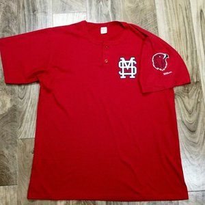 Vintage 70s Wilson Red Henley Jersey XXL USA Eagle MS Monogram Baseball T Shirt